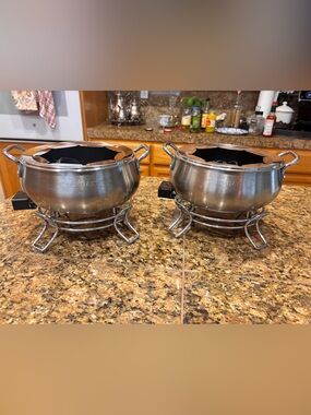 Cuisinart Stainless Steel Double Fondue Pots - Silver